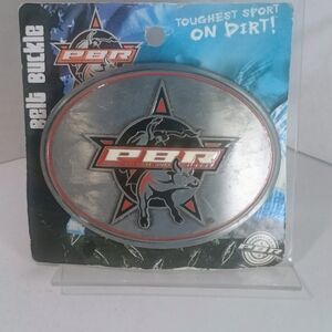 PBR Silver and Red Belt Buckle
